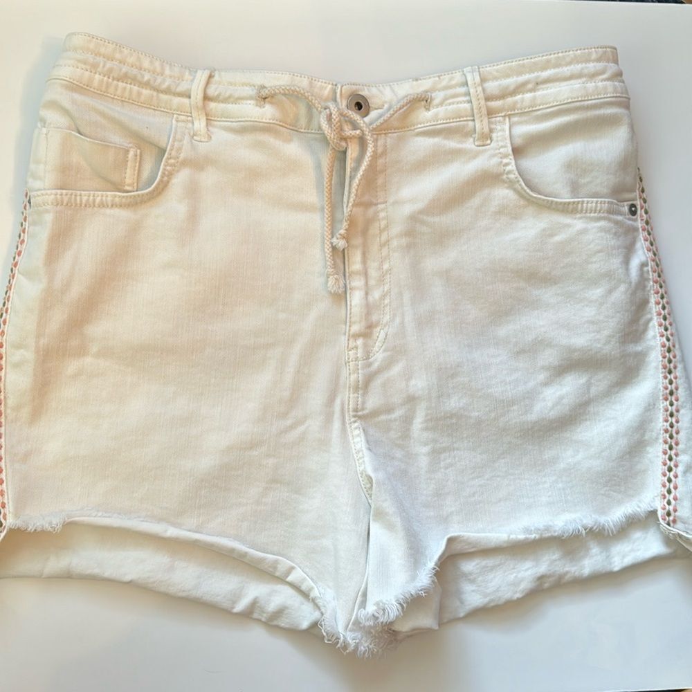 Pilcro and the Letterpress Cream White Jean Shorts